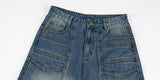 DAXUEN Baggy denim jeans with wide-leg silhouette and raw edge details
