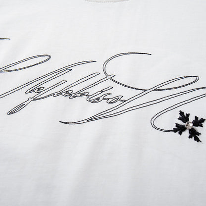 DAXUEN Relaxed-fit short-sleeve T-shirt with script embroidery