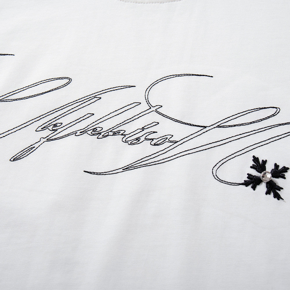 DAXUEN Relaxed-fit short-sleeve T-shirt with script embroidery