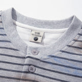 DAXUEN Loose-fitting striped Henley T-shirt