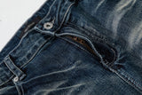 DAXUEN Flared blue denim jeans with distressed finish