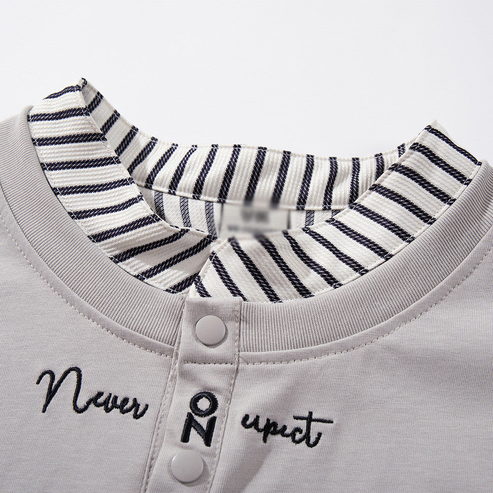DAXUEN Oversized short-sleeved T-shirt with layered neckline design