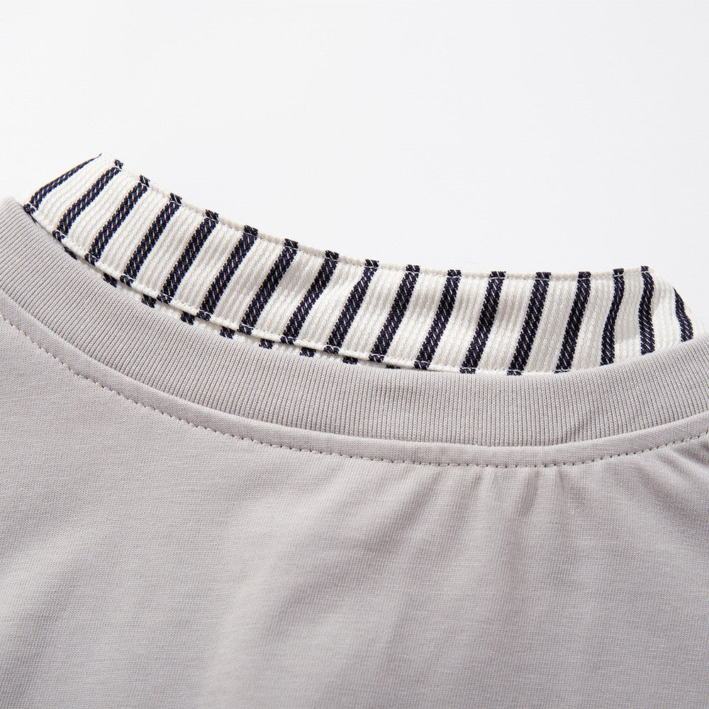 DAXUEN Oversized short-sleeved T-shirt with layered neckline design