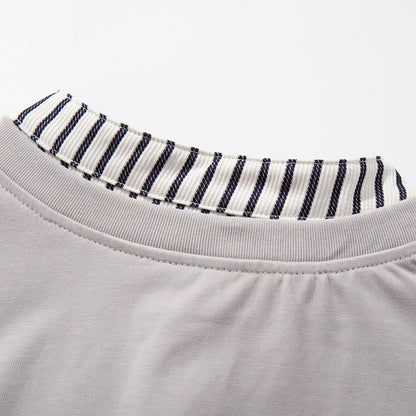 DAXUEN Oversized short-sleeved T-shirt with layered neckline design