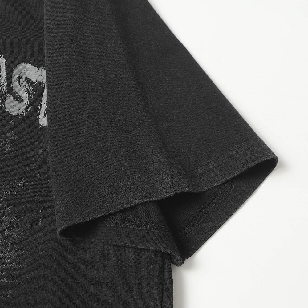 DAXUEN Distressed graphic t-shirt with bold text print