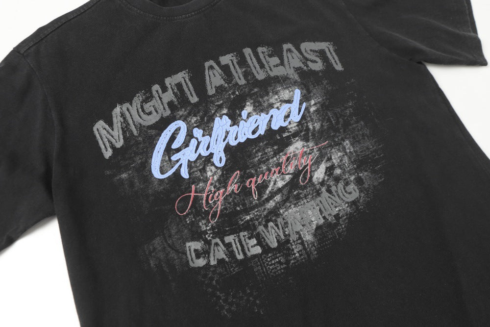 DAXUEN Distressed graphic t-shirt with bold text print