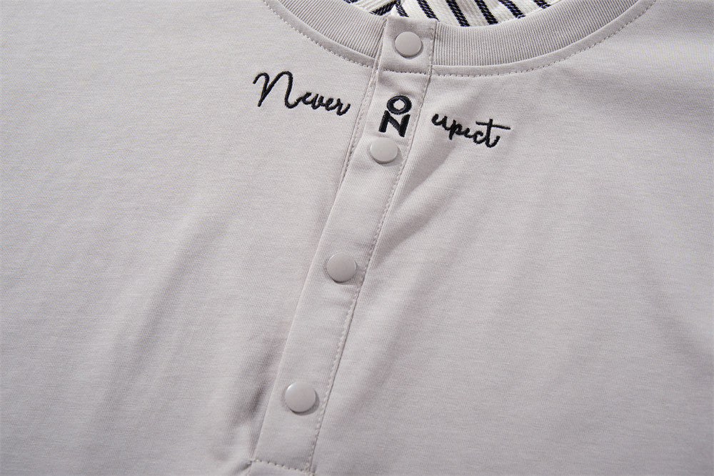 DAXUEN Oversized short-sleeved T-shirt with layered neckline design