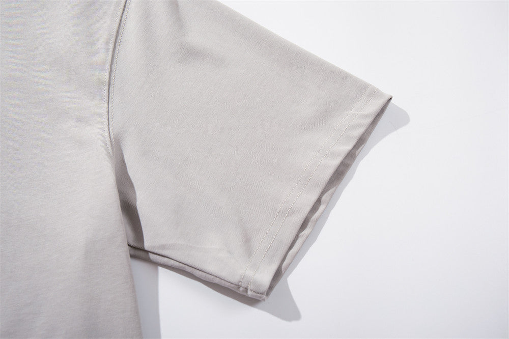 DAXUEN Oversized short-sleeved T-shirt with layered neckline design