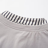 DAXUEN Oversized short-sleeved T-shirt with layered neckline design