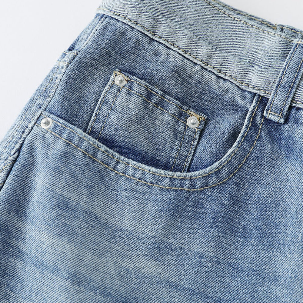 DAXUEN Light to medium blue denim wide-leg jeans