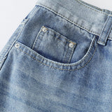 DAXUEN Light to medium blue denim wide-leg jeans