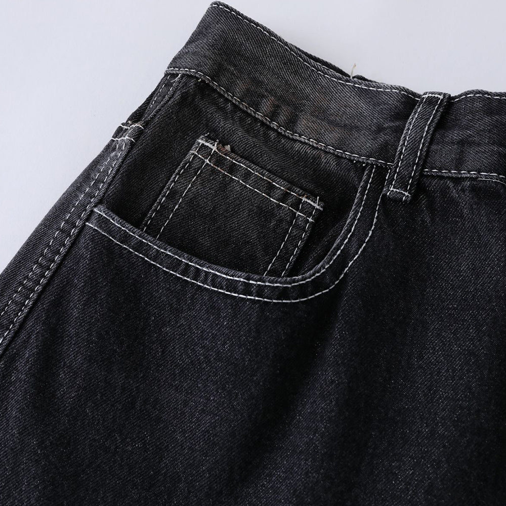 DAXUEN Faded wide-leg denim trousers with contrasting stitching