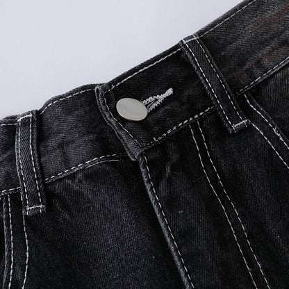 DAXUEN Faded wide-leg denim trousers with contrasting stitching