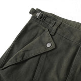 DAXUEN High-waisted wide-leg cargo pants in olive green
