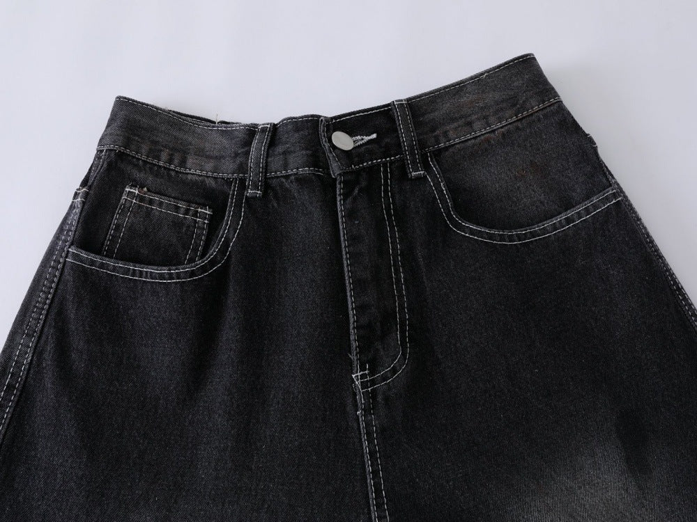 DAXUEN Faded wide-leg denim trousers with contrasting stitching