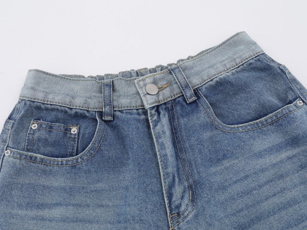 DAXUEN Light to medium blue denim wide-leg jeans