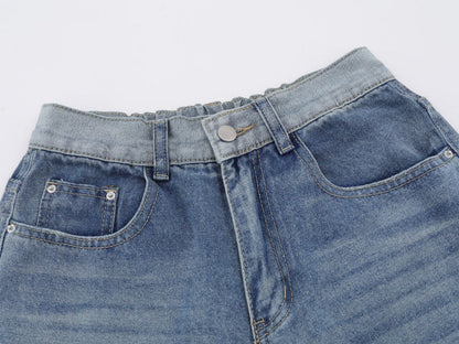 DAXUEN Light to medium blue denim wide-leg jeans