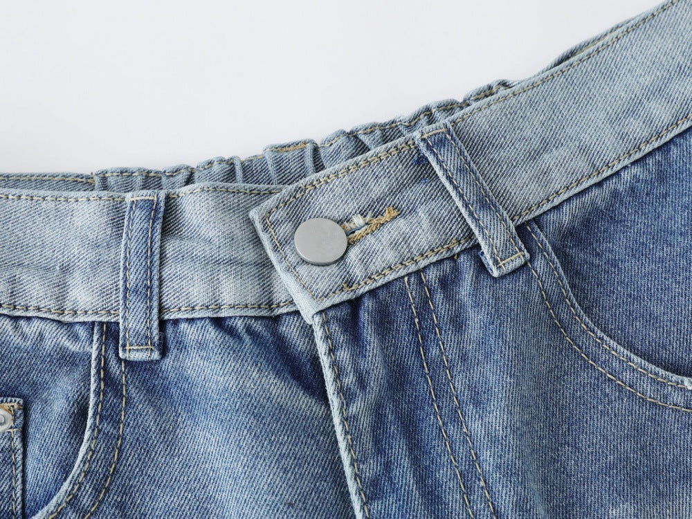 DAXUEN Light to medium blue denim wide-leg jeans