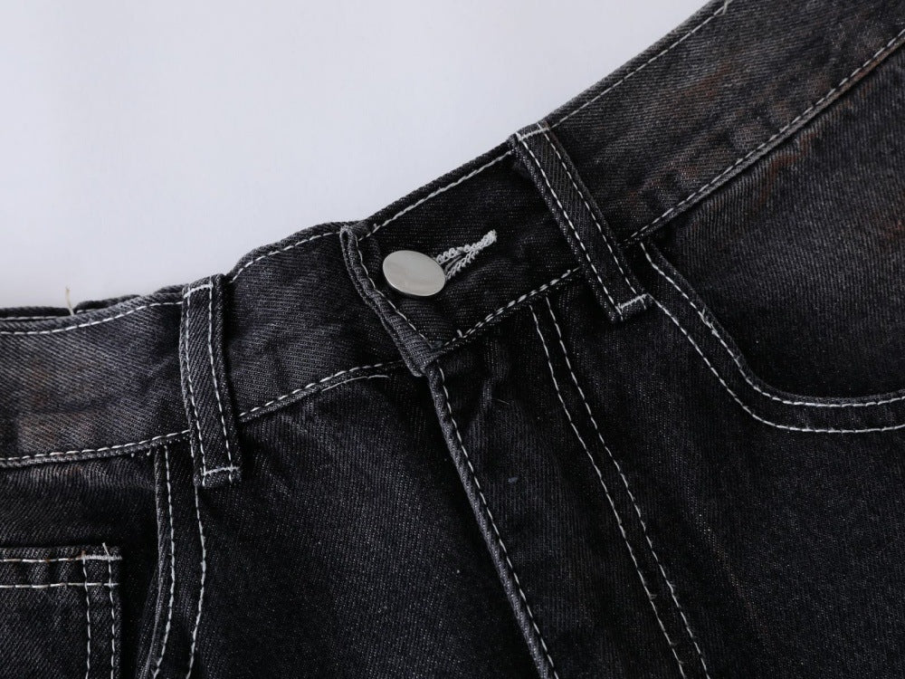 DAXUEN Faded wide-leg denim trousers with contrasting stitching