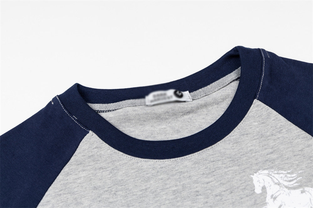 DAXUEN Two-tone raglan sleeve t-shirt with graphic prints