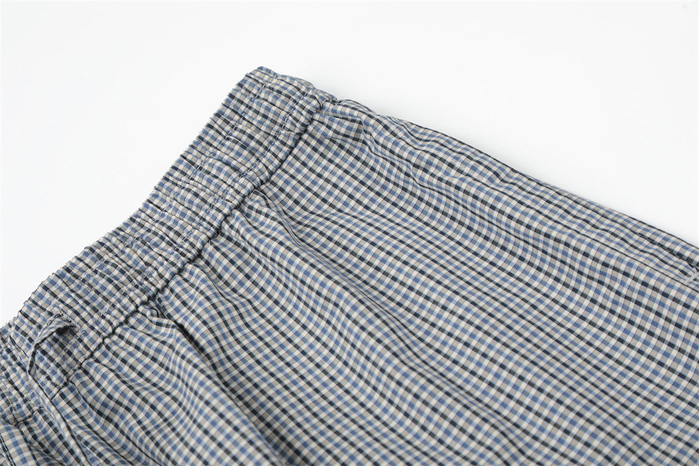 DAXUEN Wide-leg gingham pants with elastic waistband