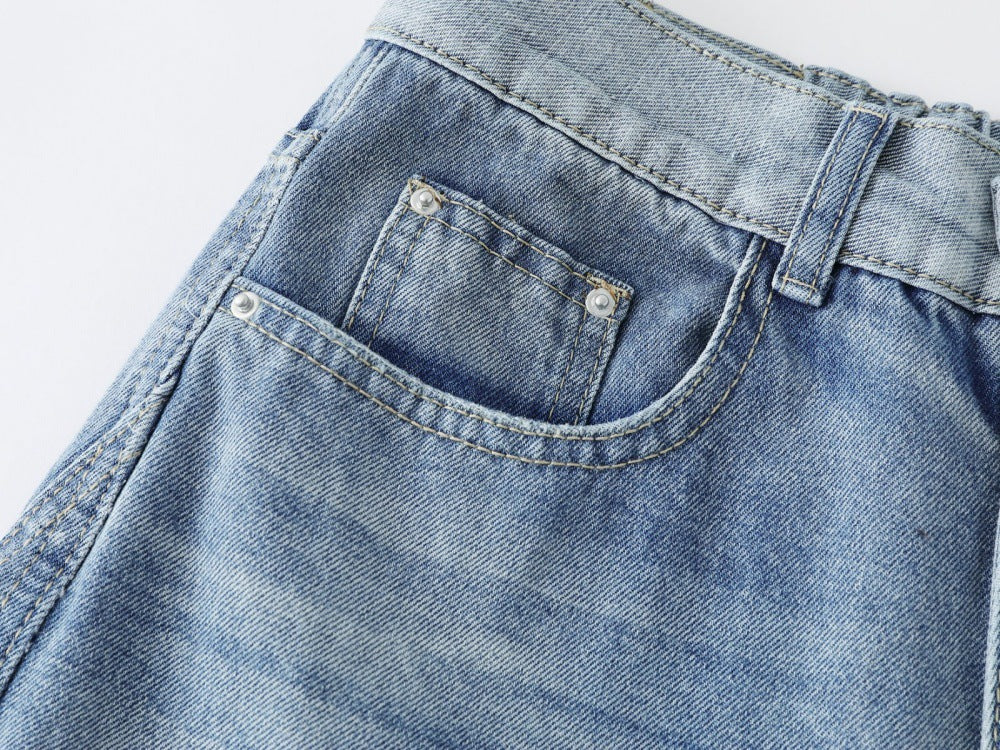DAXUEN Light to medium blue denim wide-leg jeans