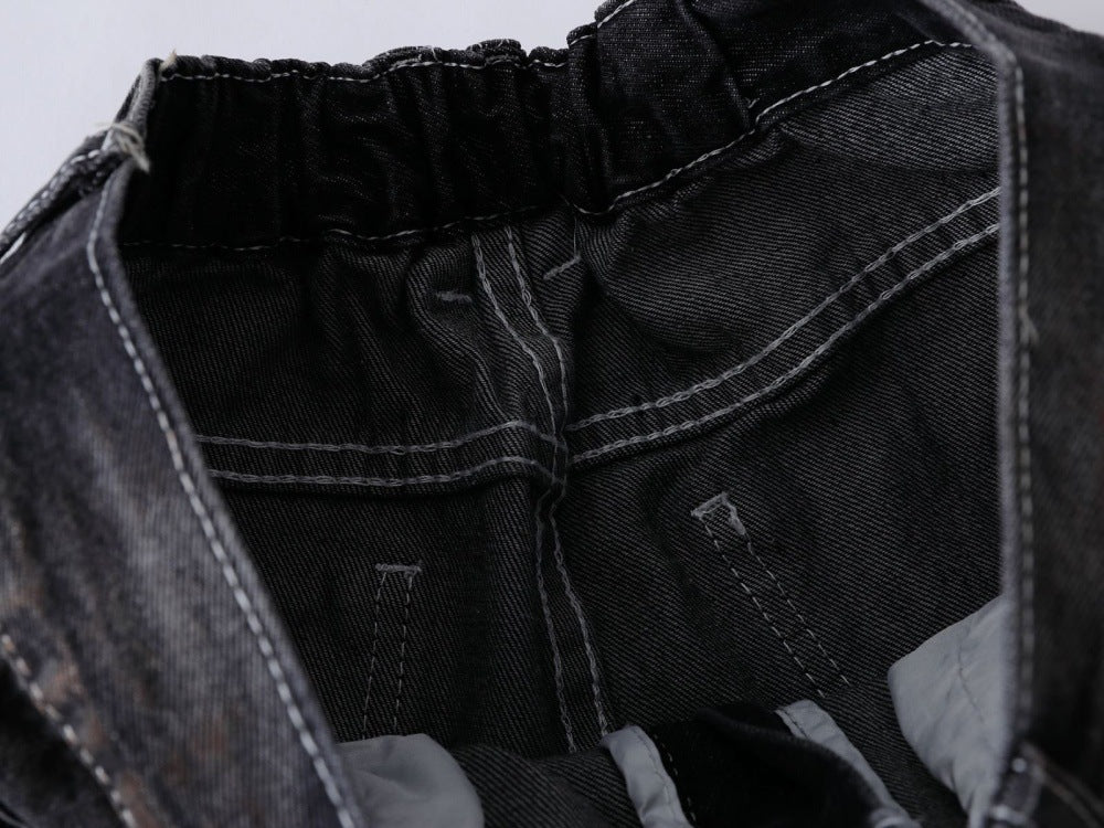DAXUEN Faded wide-leg denim trousers with contrasting stitching