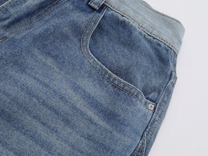 DAXUEN Light to medium blue denim wide-leg jeans
