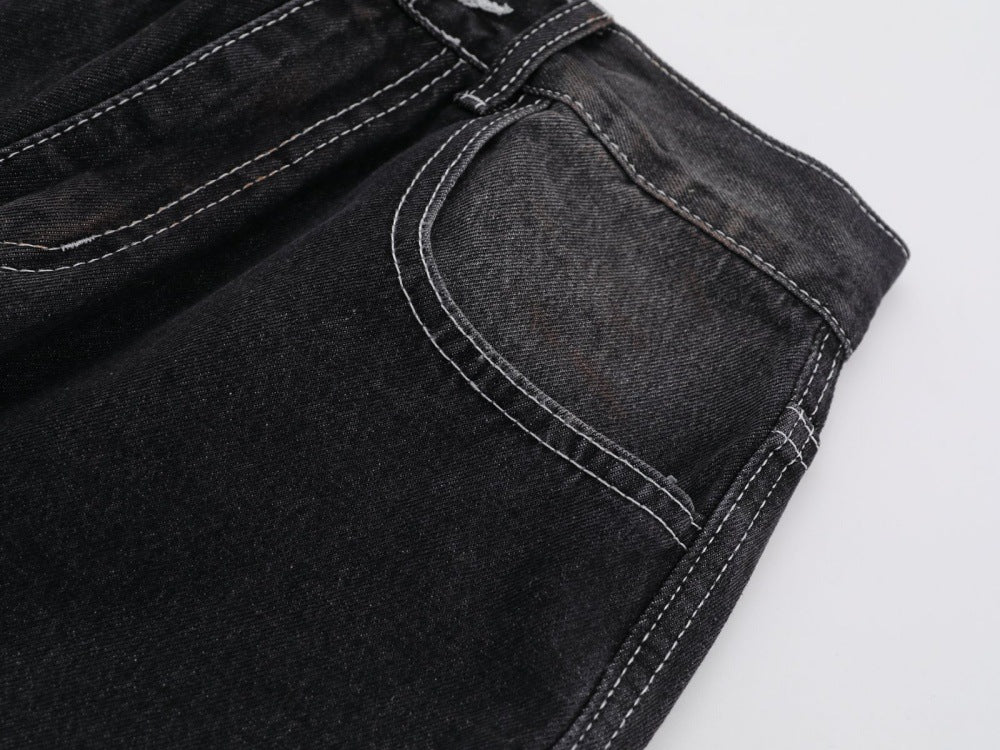 DAXUEN Faded wide-leg denim trousers with contrasting stitching