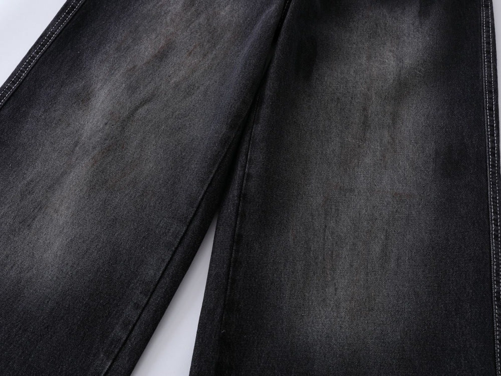 DAXUEN Faded wide-leg denim trousers with contrasting stitching