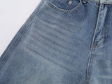 DAXUEN Light to medium blue denim wide-leg jeans