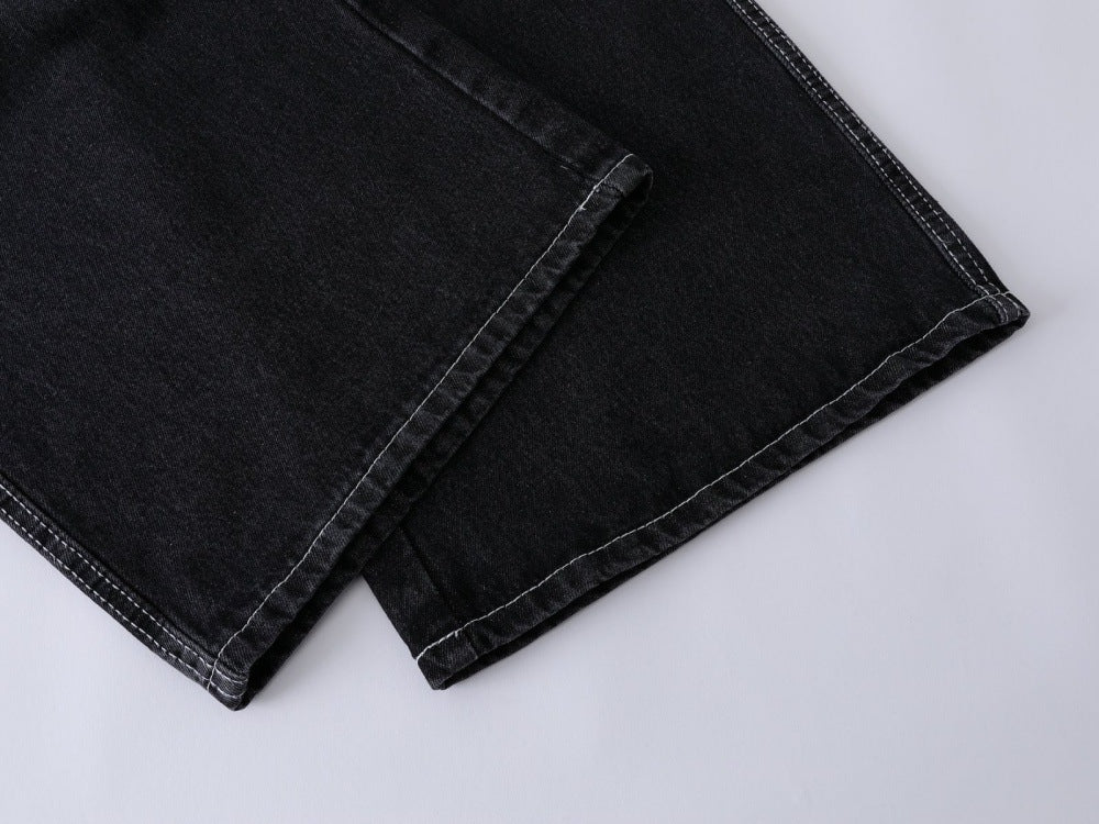 DAXUEN Faded wide-leg denim trousers with contrasting stitching