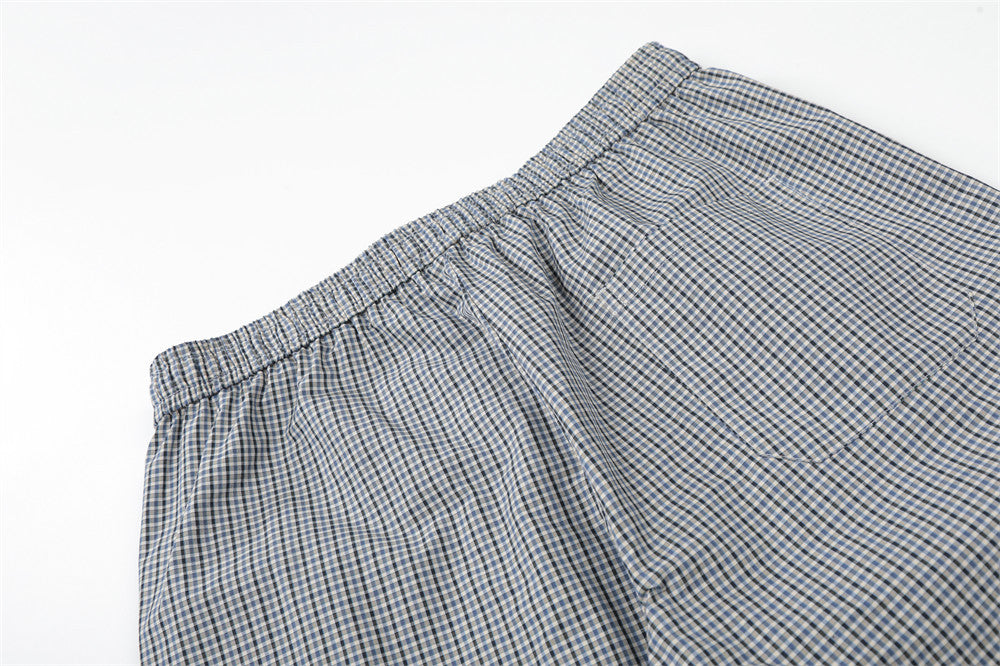 DAXUEN Wide-leg gingham pants with elastic waistband