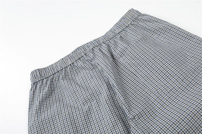 DAXUEN Wide-leg gingham pants with elastic waistband