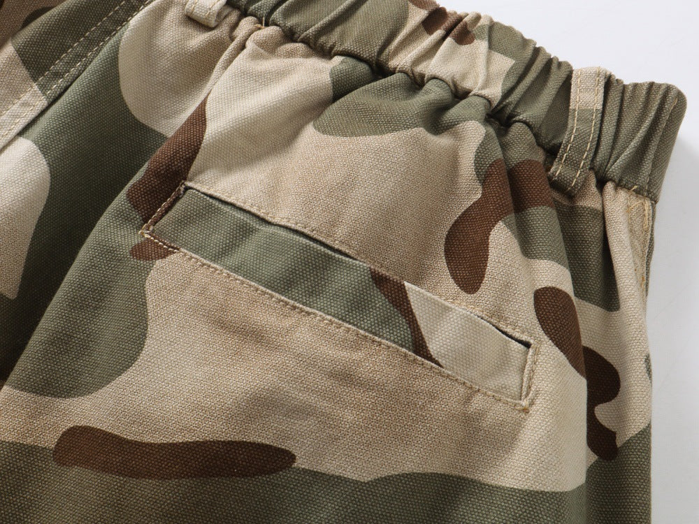 DAXUEN Wide-leg camouflage pants with textured fabric