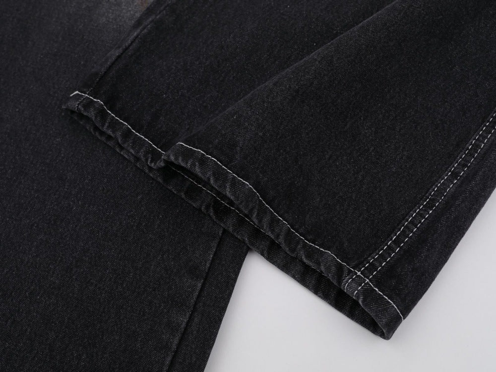 DAXUEN Faded wide-leg denim trousers with contrasting stitching