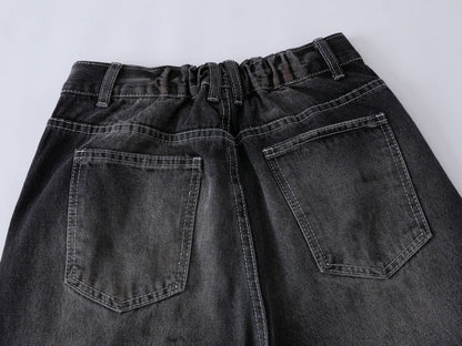 DAXUEN Faded wide-leg denim trousers with contrasting stitching