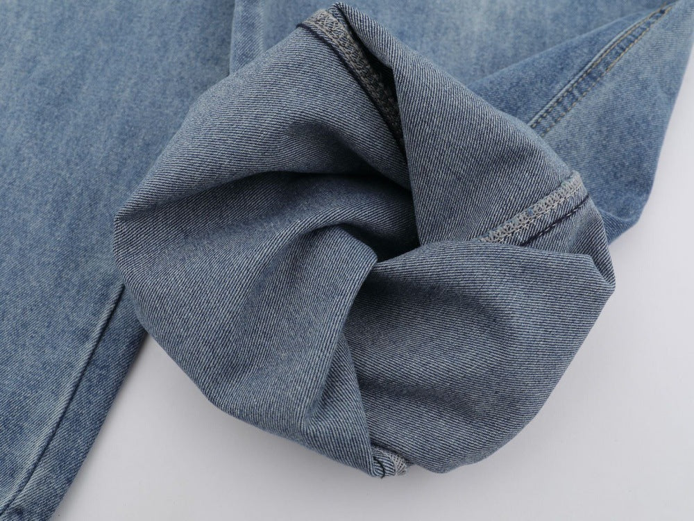 DAXUEN Light to medium blue denim wide-leg jeans