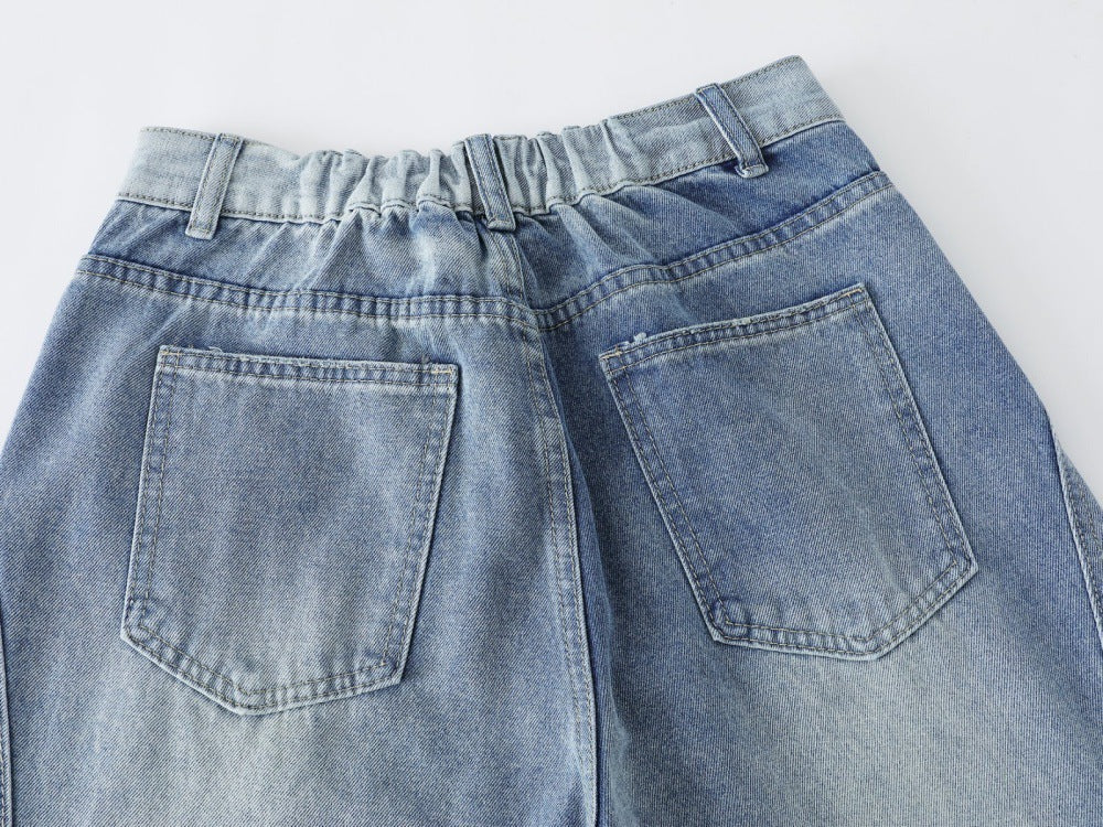 DAXUEN Light to medium blue denim wide-leg jeans