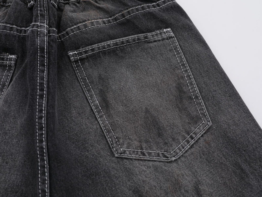 DAXUEN Faded wide-leg denim trousers with contrasting stitching