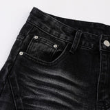 DAXUEN Distressed black wide-leg denim jeans with paint splatters