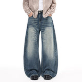 DAXUEN Pair of loose-fit wide-leg denim jeans in medium blue wash