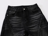 DAXUEN Distressed black wide-leg denim jeans with paint splatters