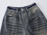 DAXUEN Distressed wide-leg jeans in washed light blue denim