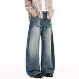 DAXUEN Pair of loose-fit wide-leg denim jeans in medium blue wash