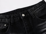 DAXUEN Distressed black wide-leg denim jeans with paint splatters
