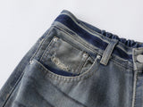 DAXUEN Distressed wide-leg jeans in washed light blue denim