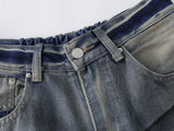 DAXUEN Distressed wide-leg jeans in washed light blue denim