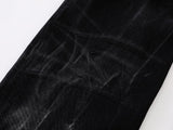 DAXUEN Distressed black wide-leg denim jeans with paint splatters