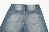 DAXUEN Pair of loose-fit wide-leg denim jeans in medium blue wash